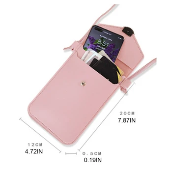 Mini Crossbody mobiliojo Telefono Dėklas Piniginė PU Odos Pečių Maišą su Jutiklinio Ekrano Langą