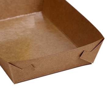 50Pcs Vienkartiniai Popieriaus ir Maisto patiekimo Dėklas Kraft Popieriaus Dengimas Valties Formos Užkandis Atidaryti Langelį, gruzdintos Bulvytės, Vištienos Box (20 X 6 X 3Cm)