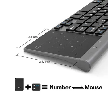 2.4 Ghz Usb Wireless Mini Klaviatūra Susitiko Nummer Touchpad Numeriek Toetsenbord Voor 