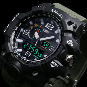 SMAEL 2021 Mados, Vyrai Sporto Laikrodžiai Dvigubas Ekranas Analoginis Skaitmeninis LED Elektroniniai Kvarciniai Laikrodžiai Vandeniui Šviesos Laikrodis
