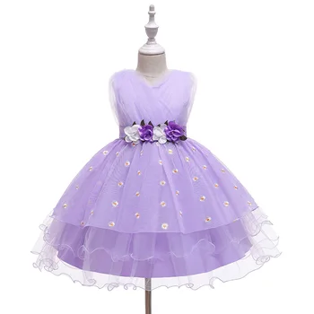 Nauja Vaikų Suknelė Princesė Suknelės Mergina Podiumo Šou Kostiumų Geltona Gėlių Suknelė Super Pasakų Rankovių Princesė Dress 2-10 Metų Amžiaus