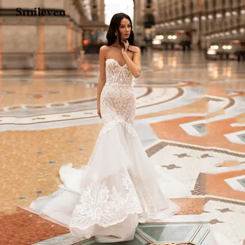 Smileven Naujo Dizaino Undinė Vestuvių Suknelės Sweetheratneck Nėrinių Vestuvių Suknelė Boho Stiliaus Vestuves Nuotakos Suknelė 2021