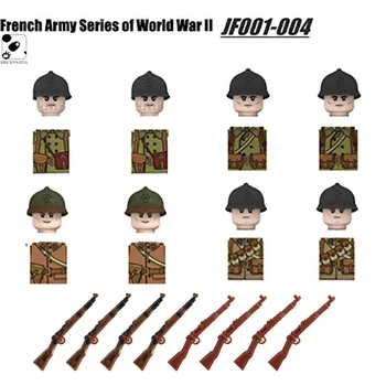 Karinės WW2 prancūzijos Karys, Statyba Blokai Minifigs Armijos Ginklų Dalių Ginklą 98k Šalmas Priedai Mini Plytų Rinkinys Vaikams, Žaislai