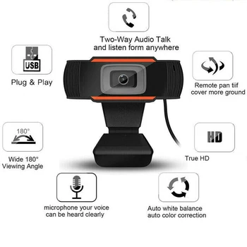 HD 1080P Kamera Mini Kompiuteris PC WebCamera su Mikrofonu Pasukti Kameros Live Transliacijos Vaizdo skambučius Konferencijos Darbą
