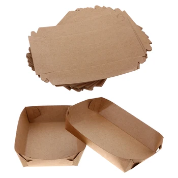 50 Vnt 1 Set Lankstymo Maisto Dėžės Ekologiškas Pakavimo Dėžutės, Vienkartiniai Kraft Popieriaus Kepimo, Kepti Bulvių Kamuoliukus Dėklas Pakavimo Dėžutė