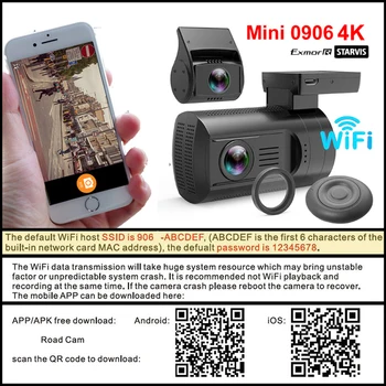 Conkim Dual 1080P Objektyvas Mini 0906 4K DVR WIFI GPS Automobilių Brūkšnys Kameros, Loop Įrašymo Naktinio Matymo RF Nuotolinio valdymo pultelis Automobilių DVR