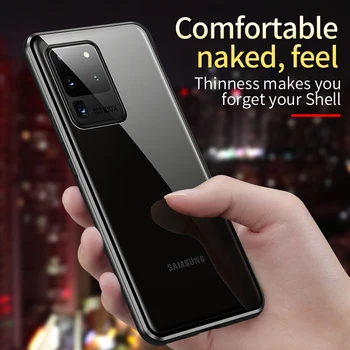 Magnetinio adsorbcijos metalo case for Samsung Galaxy S20 Ultra S8 S9 S10 Plius A50 A70 A51 A71 Pastaba 10 8 9 stiklinį dangtelį telefono dėklas