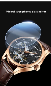 AULANG 2021 Sporto Automatinis laikrodis Vyrams degintis Mechaninis laikrodis atsparus Vandeniui ažūrinės figūrinių Sapphire Kristalas Rankiniai Laikrodžiai Vyrams