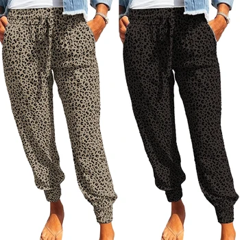 CyiExi Sunny Leopardas Spausdinti Poilsiu Moterų Kelnės su Kišenėmis Atsitiktinis Moterų Drabužių Streetwear Nuosėdos Kelnės Klasikinės Kelnės XL