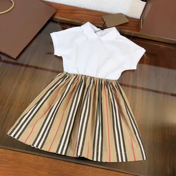 Dizaineris vaikų drabužių 2021 m. vasarą nauja mergina žiedlapis apykaklės skara juosmens siūlės suknelė saldus ir mielas
