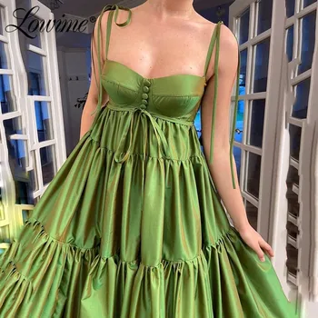 Paprasta Spagečiai Dirželiai Šalis Suknelės 2021 Žalia Linija Prom Dresses Ilgai Pigūs Vakare Chalatai Arabų Garsenybių Suknelės Chalatai