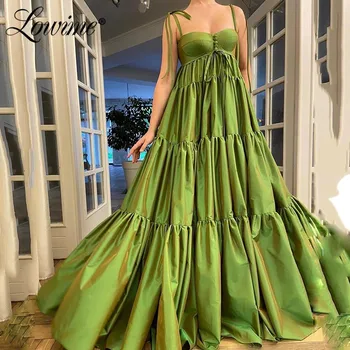 Paprasta Spagečiai Dirželiai Šalis Suknelės 2021 Žalia Linija Prom Dresses Ilgai Pigūs Vakare Chalatai Arabų Garsenybių Suknelės Chalatai