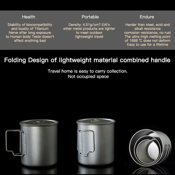 Naujausias Patvarus Kavos Puodelis Titano Drinkware Kavos Puodelį, Namų Lauko Kempingas Iškylą Ultralight Nešiojamų Aukštos Kokybės