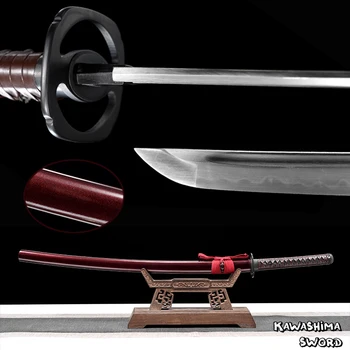 Nekilnojamojo Plieno Kardas-Rankų Darbo Samurai Katana Molio Nuotaika Hamon Full Tang Ryškumą Pjovimo-Naujas Atvykimo Geležies Tsuba Skatinimo
