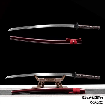Nekilnojamojo Plieno Kardas-Rankų Darbo Samurai Katana Molio Nuotaika Hamon Full Tang Ryškumą Pjovimo-Naujas Atvykimo Geležies Tsuba Skatinimo