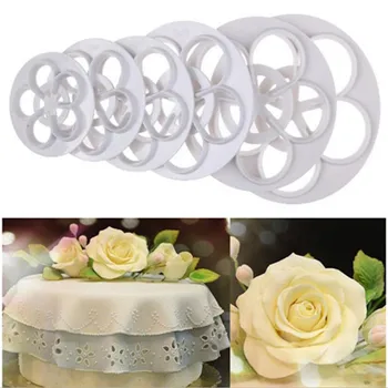 6Pcs/set Rose Gėlės Žiedlapis Formos Plunžeriai Karpymo Dekoravimo Priemonės Tortas Sugarcraft Minkštas Slapukus, Konditerijos gaminiai, Įrankiai