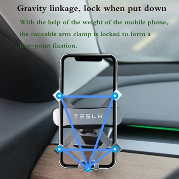 Už Tesla Model 3 2018 2019 2020 Automobilio, Mobiliojo Telefono Laikiklis Išmaniojo telefono Turėtojas Mount GPS Navigacijos Stovas Laikiklis su Oro Išleidimo Įrašą