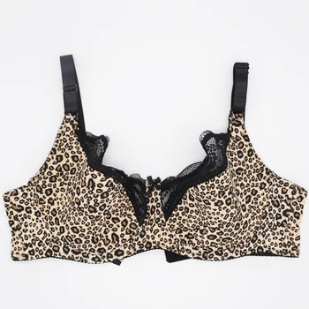 Plus Size Nėrinių Leopard Moterų Liemenėlės Didelis Krūtinę Liemenėlė Nipelis Santykį Underwire Apatiniai, Seksualus Apatinis Trikotažas Bralette Viršūnės A B C D E F G Taurė