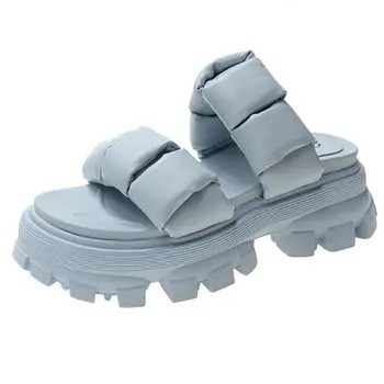 Platforma Skaidres Moterų Pleišto Kulniukai Batai PU Oda Vasarą Zapatos Mujer Sandalai Fifo Banga 2021 Ytmtloy Namas Šlepetės