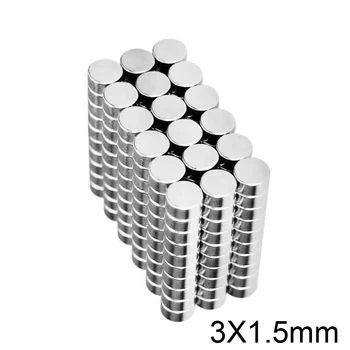 100~5000pcs 3x1.5 mm Galingi Magnetai 3mm x 1,5 mm Nuolatinis Mažas Apvalus Magnetas 3x1.5mm Plonas Neodimio Magnetas Super Stiprus 3*1.5
