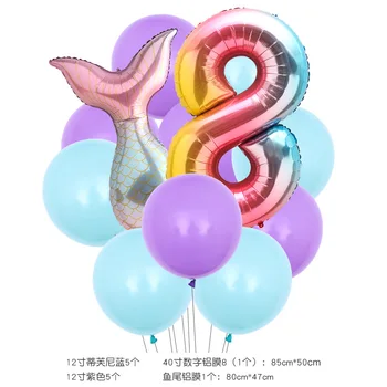 Undinėlė šalis dekoro 0-9 skaičių balionai undinėlės uodega skaičius balionus mergina gimtadienio baby shower mergina balloo