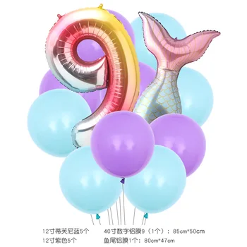 Undinėlė šalis dekoro 0-9 skaičių balionai undinėlės uodega skaičius balionus mergina gimtadienio baby shower mergina balloo