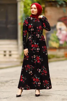 Beldet Detalied Suknelė, Hijab Musulmonų Maxi Mada Moterims Vasaros Suknelė Islamo Drabužius Ilgai Seleeves Vasaros Mados Gėlių išsamiai