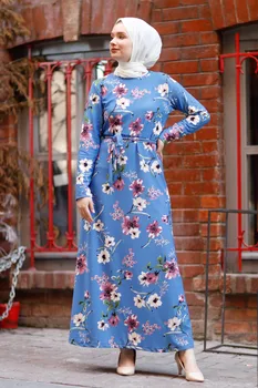 Beldet Detalied Suknelė, Hijab Musulmonų Maxi Mada Moterims Vasaros Suknelė Islamo Drabužius Ilgai Seleeves Vasaros Mados Gėlių išsamiai