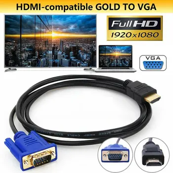 1.8 M/6FT Aukso HDMI Male VGA Vyrų 15 Pin Video Adapterio Kabelis, 1080P 6FT TV DVD BOX