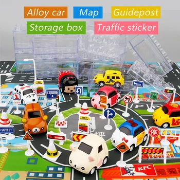 Karšto 56PCS Eismo ženklai ir 25 Stilių Automobilių Žaislai Modelis talpinimo Miesto Žemėlapį Nuskaitymo Mat Žaidimas Mygtukai Vaikams Interaktyvių žaidimų