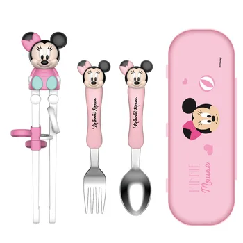 1 set Disney Minnie Peliukas Vaikų ugdymo stalo Praktikos lazdelės šaukštas šakutė, Tinka vaikams stalo Įrankių Rinkinys