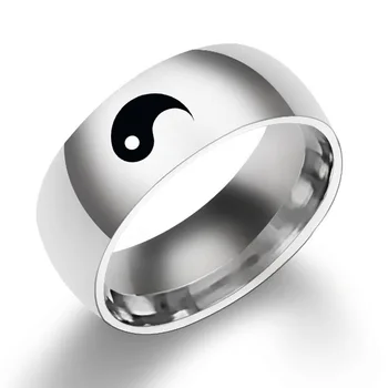 Paprasta Yin Yang Chi, Pora Žiedus Mylėtojas Juoda Balta, Nerūdijančio Plieno, Moterų, Vyrų Vestuvių Žiedas Valentino Dienos Dovanos