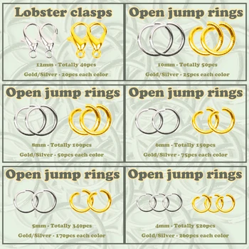 Atidaryti Šuolis Žiedų Rinkinys Papuošalų Priėmimo ir Remontas, 5 Dydis Šuolis Žiedai su Omarų Sąsagos Tweezer ir Pereiti Žiedas Atidarytuvas