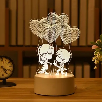 3D Lempa Vaikams Gimtadienio Triušis Velykų Apdailos Naktį Šviesos Akrilo LED Nakties Šviesos Valentino Diena Dovana Vestuvių Baby Shower