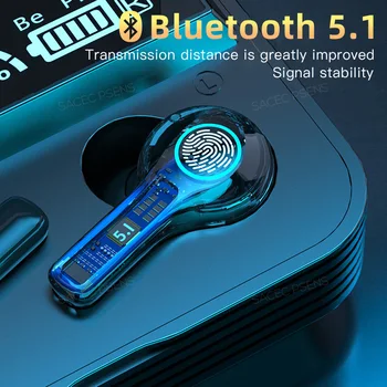 SACEC PSENS TWS Sporto Vandeniui Bluetooth 5.1 Belaidės Ausinės Su LED Maitinimo Įkrovimo Box HD 