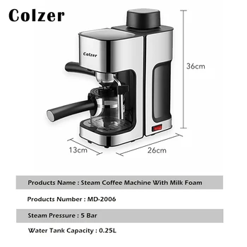Colzer Kavos Aparatas, Garo Espreso Kavos Aparatas Automatiškai Froths Pieno Šviežiai Maltų Kavos Virimo Aparatas Cafetera Italiana Kavinė Maker