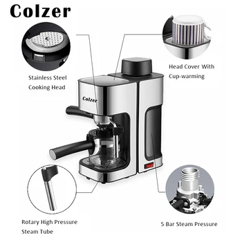 Colzer Kavos Aparatas, Garo Espreso Kavos Aparatas Automatiškai Froths Pieno Šviežiai Maltų Kavos Virimo Aparatas Cafetera Italiana Kavinė Maker