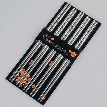 5 Poros Nerūdijančio Plieno Lazdelės Kinijos Stilingas Virtuvės Įrankis Sveikas Stalo Anti Slip Suši Lazdelės Lengvas