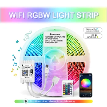 Wifi Smart RGBW LED Šviesos Juostelės Alexa Aplinkos Šviesos Nuotolinio 5pin Juostelės Žibintai, Dirbti su Alexa& 