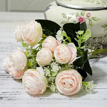 Fleurs Artificielles Lt Soie Haute Qualite 10 Tūkst. litų-Mažas sluoksnis Camellia Dirbtinių Gėlių Namų Puošybai Vestuvių Rekvizitai