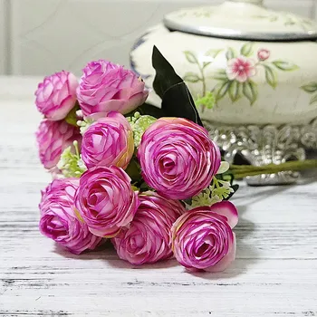 Fleurs Artificielles Lt Soie Haute Qualite 10 Tūkst. litų-Mažas sluoksnis Camellia Dirbtinių Gėlių Namų Puošybai Vestuvių Rekvizitai