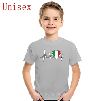 Italija Širdies Vėliava vaikų Marškinėliai Drabužių Populiarus vaikiški Marškinėliai Crewneck Medvilnės Tees Vasaros Medvilnės berniukas, drabužiai mergaitėms, drabužiai