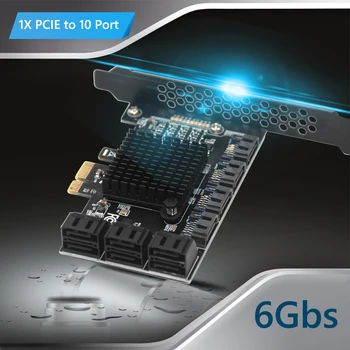 SATA PCIE 1X Adapteris 6/10 Uostų PCIE X4 X8 X16 į SATA 3.0 6Gbps Sąsajos Norma Stove Plėtros Kortelę už Desktop PC Kompiuteris