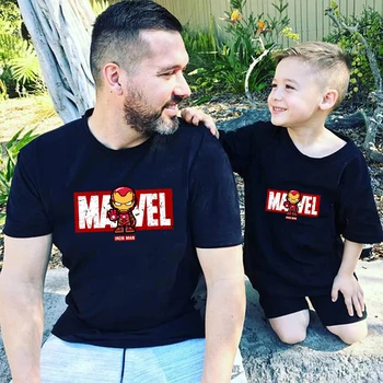 Kawaii Šeimos Atitikimo Komplektus Tėvo Sūnus T-shirt 