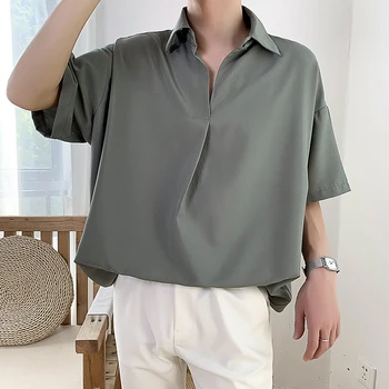 2021 m. Vasarą Vyrams Naujas Modelis trumpomis Rankovėmis Cool Marškinėliai prancūzų Manžetai Prekės ženklo Drabužių Mados Prarasti vientisos Spalvos Marškinėliai Didelis Dydis M-5XL