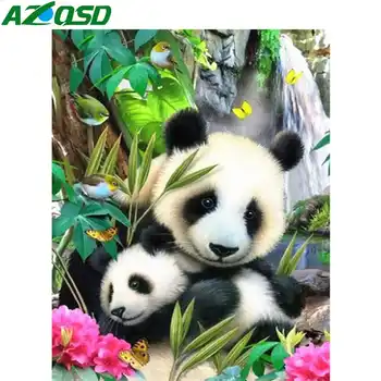 AZQSD Diamond Tapybos kvadratiniu Panda Siuvinėjimo Gyvūnų 5d Pasidaryk pats Rankdarbiams, Rankų darbo Namų Dekoro Dovana Nuotrauką Strazdų
