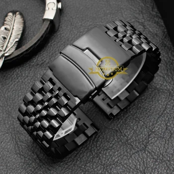 Nerūdijančio plieno apyrankė 20mm vyrai laikrodžiai dirželis kieto metalo watch band 22mm 316l nerūdijančio plieno apyrankė Dvigubai saugos sagtis