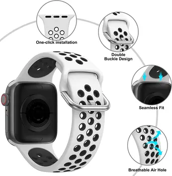 Silikono Dirželis Apple Watch band 44mm 40mm 38mm 42mm 44 mm minkštas Kvėpuojantis watchband apyrankę iWatch 