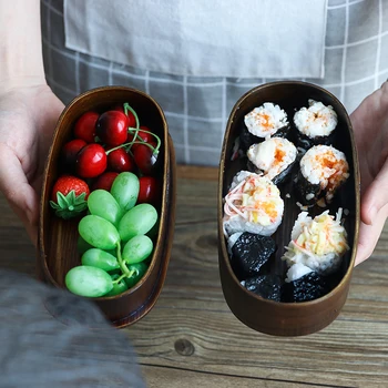 Double/vieno Sluoksnio Bento Box Japonų Stiliaus Priešpiečių Dėžutė Vaikams Medienos Medžiagos, Indai Maisto Konteineriai Kupė Sveikas Karšto