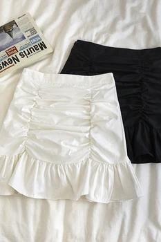 Balta-line sijonas moterų pavasario/vasaros 2021 naują stilių, raukšlėta aukšto juosmens lieknėjimo klubo slidinėti sijonas viduramžių sijonas